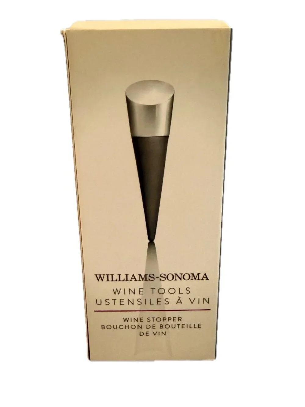 Williams Sonoma Charcoal Grey Chrome Wine Bottle Stopper Bar Tool Preservation